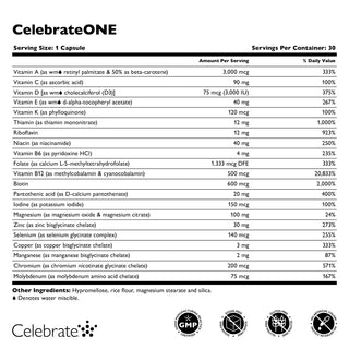 CelebrateONE Napi egyszeri Bariátriai Multivitamin vas nélkül, kapszula