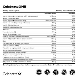 CelebrateONE O dată pe zi Bariatric Multivitamine fără fier, Capsule