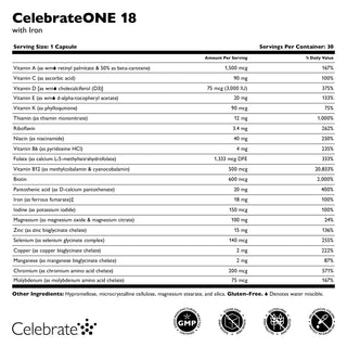 CelebrateONE 18 Naponta egyszeri Bariátriai multivitamin vasal, kapszula