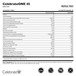 CelebrateONE 45 Once Daily Bariatric Chewable Multivitamin s obsahom železa 