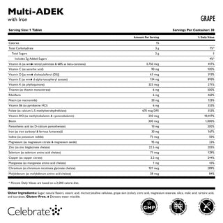 Multi-ADEK vitamin 60 mg vasrágótablettával, Grape 