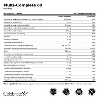 Capsule Multivitamine Bariatrice Multi-Complete 60 cu Fier 