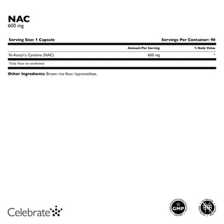 NAC (N-acetyl cysteín), 600 mg, kapsuly