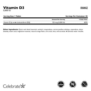 Vitamina D3 125mcg (5.000 UI), Quick-Melt, Orange