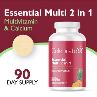 Essential Multi 2 az 1-ben multivitamin kalciummal, rágótabletta