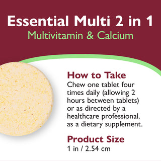 Essential Multi 2 az 1-ben multivitamin kalciummal, rágótabletta